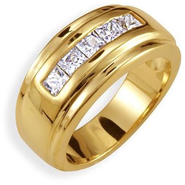 Shop Simon Frank Designs 5-stone 1.01 ct. Yellow Gold Overlay Men's ...