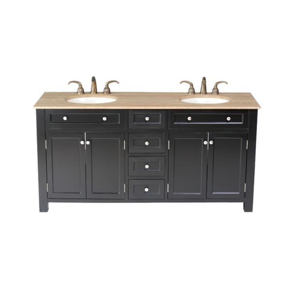 Stufurhome Vesta 72 inch Double sink Travertine Marble Top Vanity