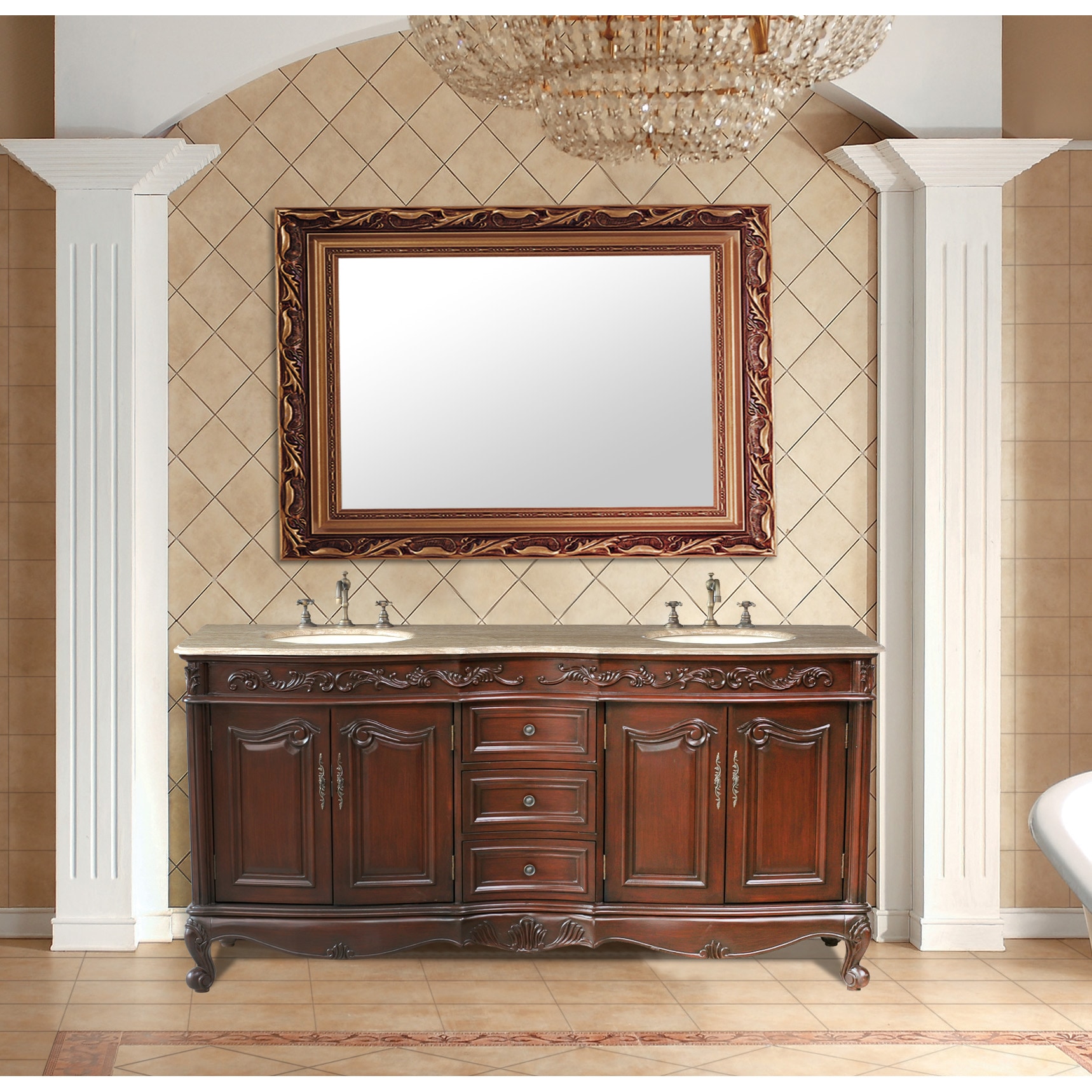 Stufurhome Stufurhome Saturn 72 inch Double sink Vanity Brown Size Double Vanities