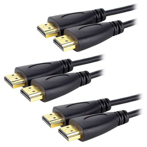 Shop INSTEN Black 10foot M/ M HDMI Cable (Pack of 3) Free Shipping