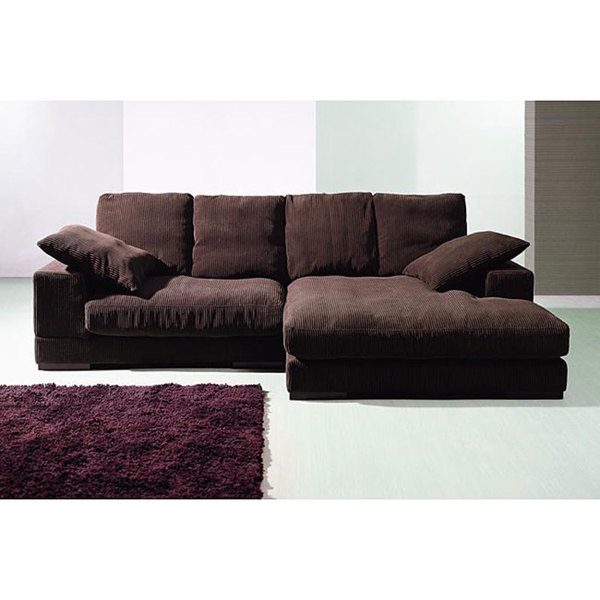 Dark Brown Ribbed Microfiber Sectional Baxton Studio Sectional Sofas