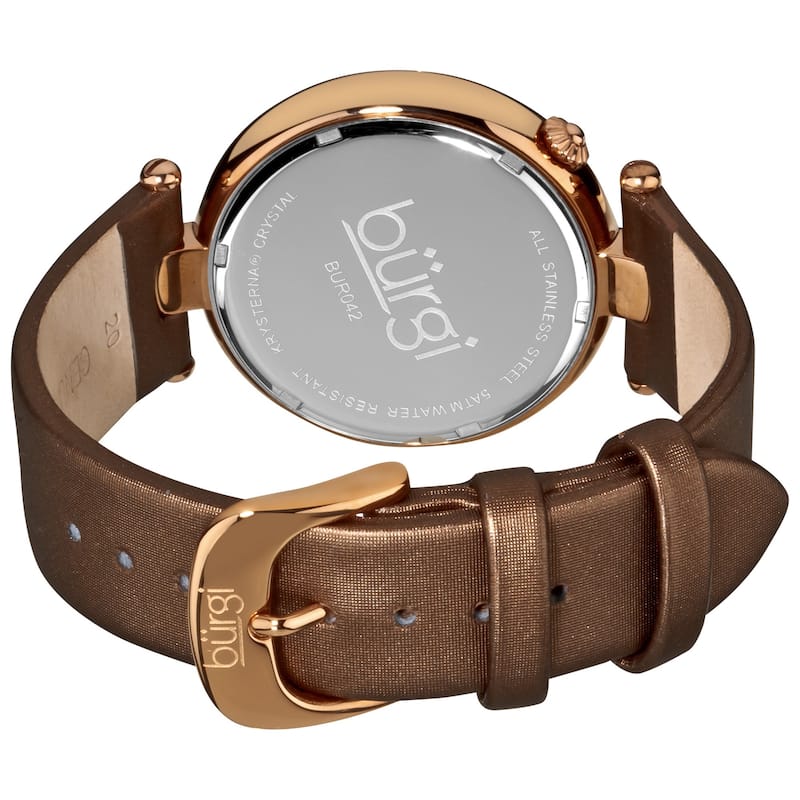 Burgi Women's Diamond-accented Brown Strap Watch