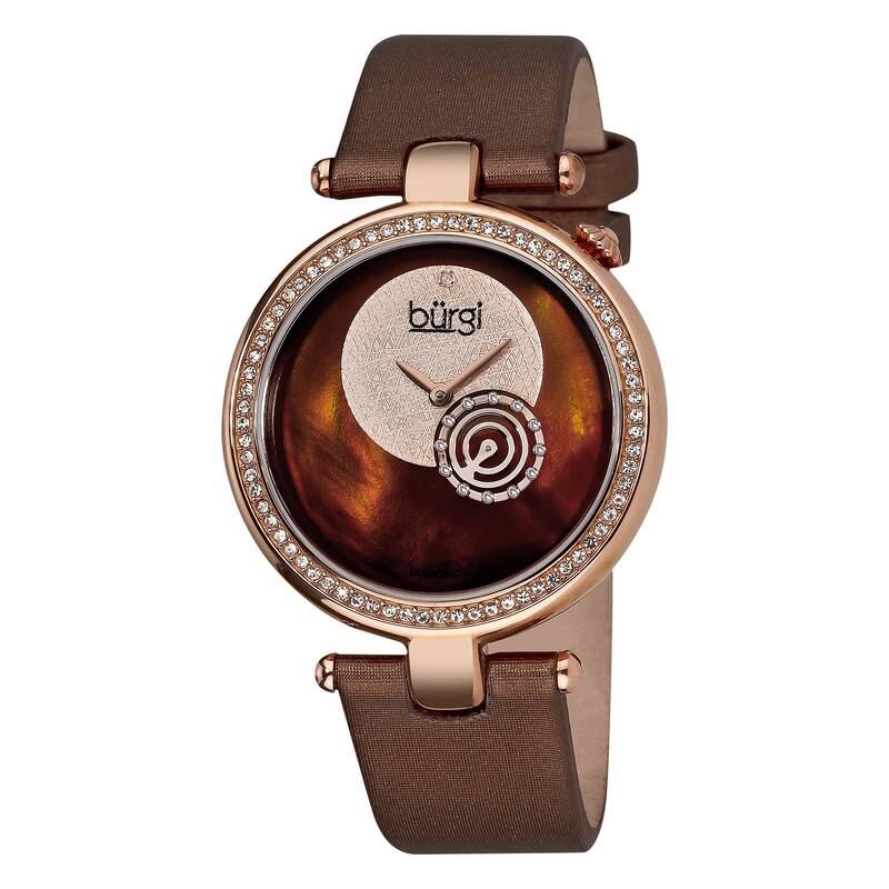 Burgi Women's Diamond-accented Brown Strap Watch