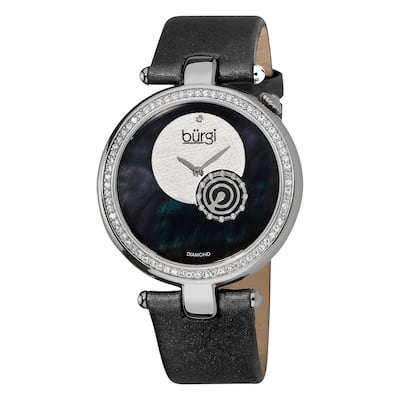 Burgi Women's Diamond Round Black Watch