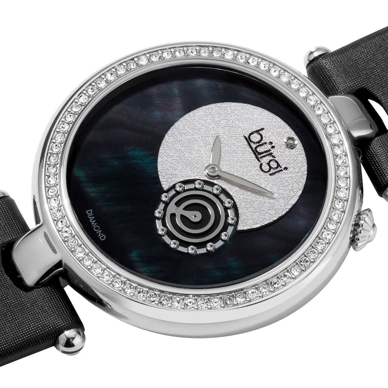 Burgi Women's Diamond Round Black Watch