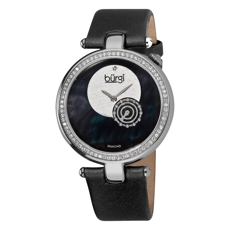 Burgi Women's Diamond Round Black Watch