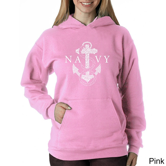 Los Angeles Pop Art Los Angeles Pop Art Womens Navy Hoodie Pink Size S (4  6)