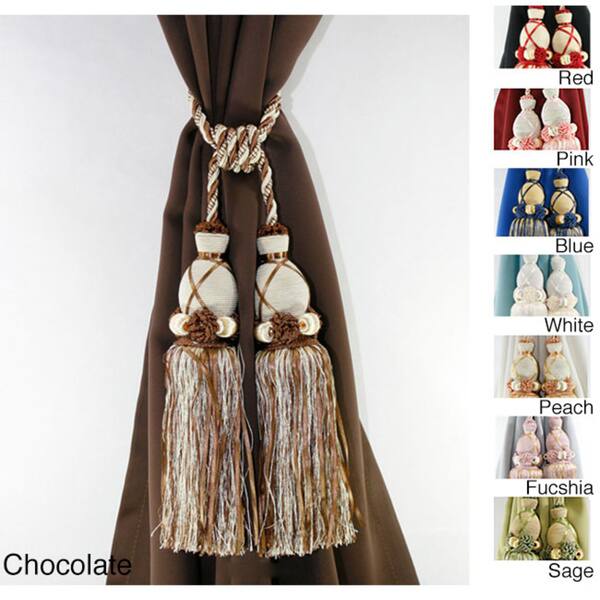 Shop Aurora Home Knitted Duel Head Curtain Tassel Tie Backs Set