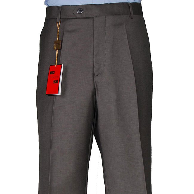 Shop Men's Taupe Flat-front Wool Dress Pants - On Sale - Free Shipping ...