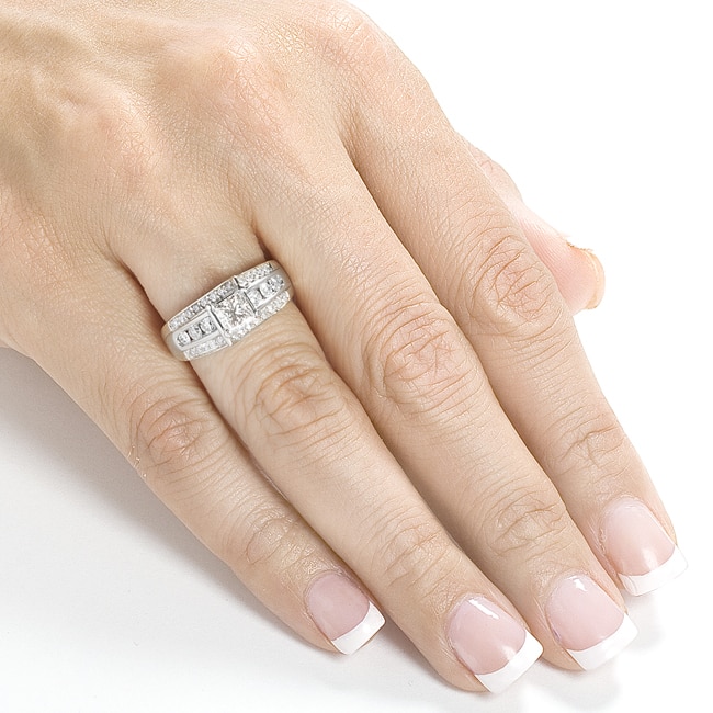 Kobelli 0.88 Carats Natural Diamond 14k Solid Gold Multi-row Princess Layered Classic Engagement Ring