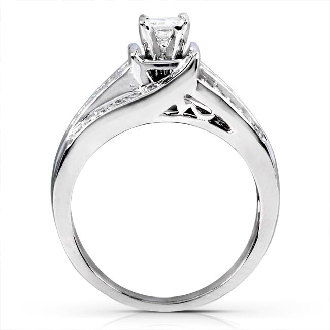 Kobelli 0.88 Carats Natural Diamond 14k Solid Gold Multi-row Princess Layered Classic Engagement Ring