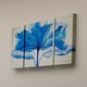 preview thumbnail 3 of 7, Hand-painted 'Blue Flower' Gallery-wrapped 3-piece Art Set