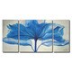 preview thumbnail 5 of 7, Hand-painted 'Blue Flower' Gallery-wrapped 3-piece Art Set