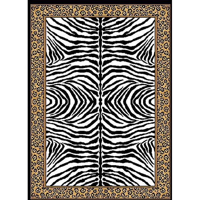 Zebra Border Area Rug (78 X 107)