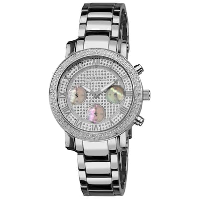 Akribos XXIV Women's Stainless Steel Diamond Multifunction Chronograph Silver-Tone Bracelet Watch