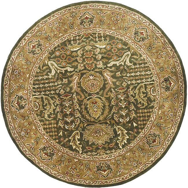 Safavieh Handmade Classic Light Green/ Gold Wool Rug 3'6" x 3'6