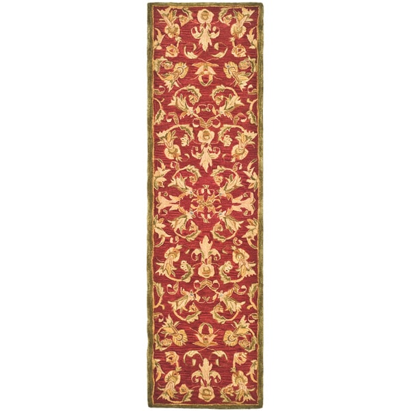 Handmade Flora Burgundy Wool Runner (2'3 x 8') Safavieh Runner Rugs