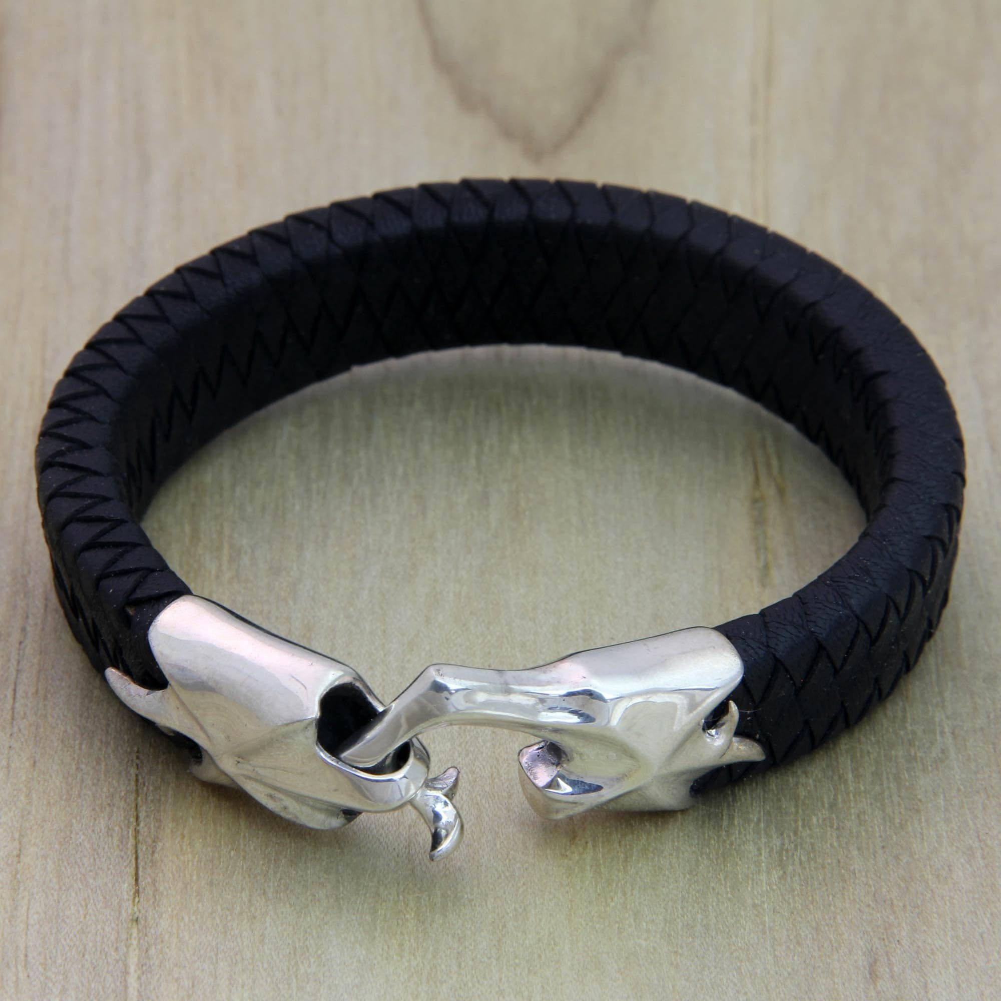 Handmade Men's Leather 'Brown Braided Path' Bracelet (Thailand