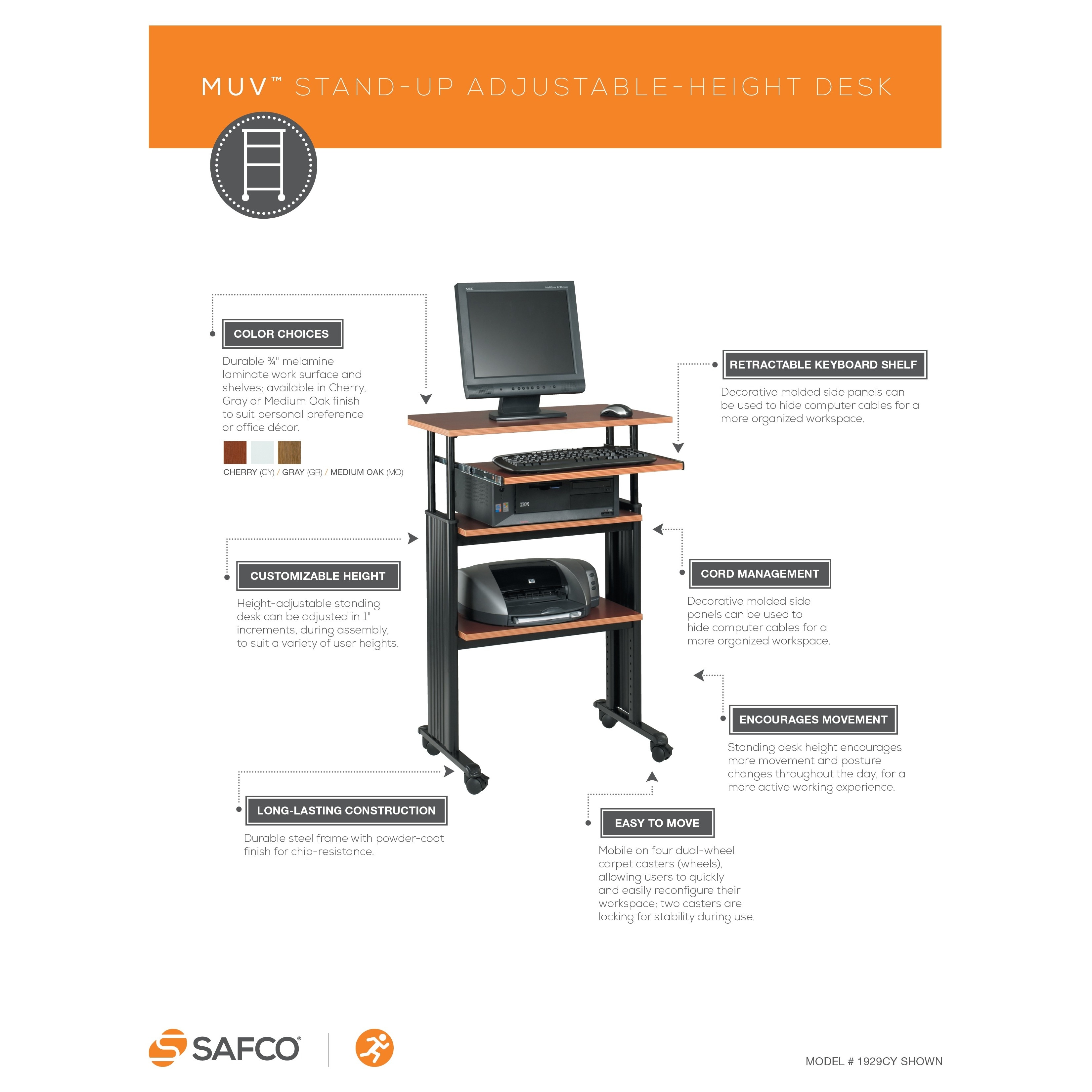 Shop Safco Muv Stand Up Adjustable Height Computer Workstation