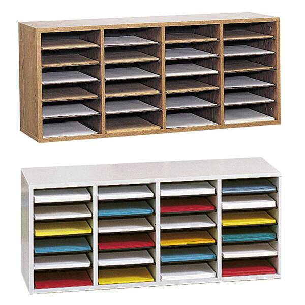 Shop Safco Adjustable Wood Letter Size 24 Compartment Literature Sorter Overstock 4656974 Grey