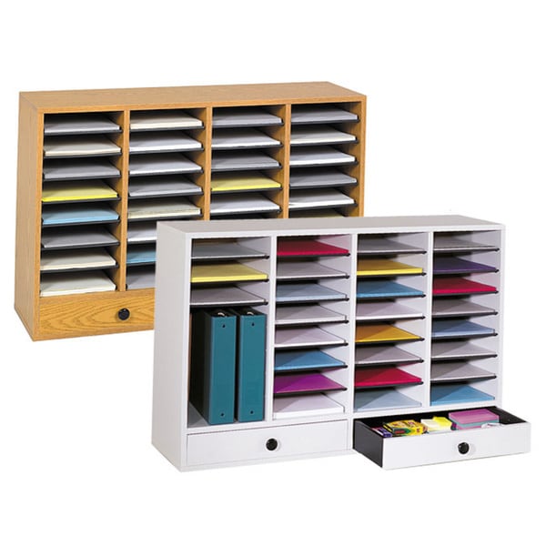 Safco 36 Compartment Laminate Finish Literature Organizer   12581040