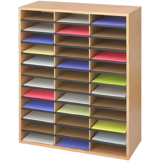 Shop Safco 36-compartment Corrugated Wood Literature Organizer - Free ...