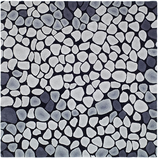 Handmade Soho Pebbles Black/ Grey N. Z. Wool Rug (6 Square)