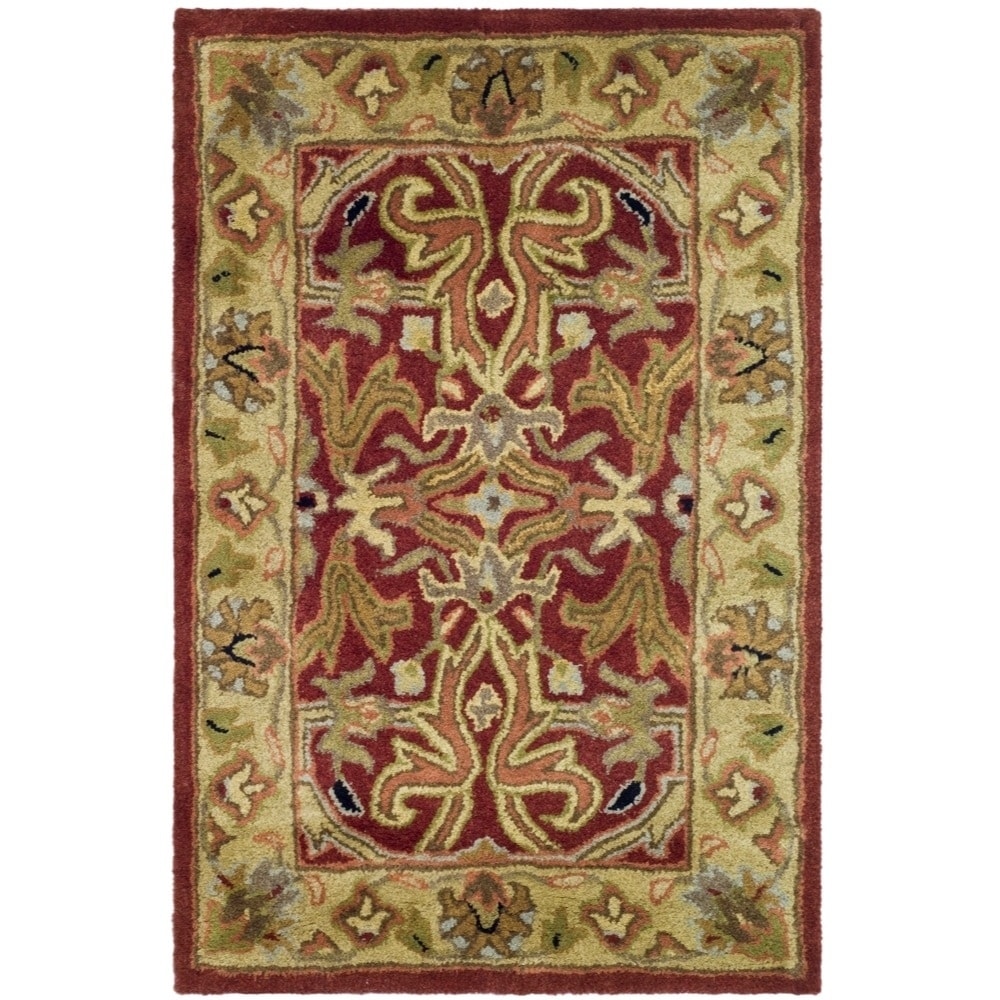 Handmade Heritage Treasures Red/ Gold Wool Rug (2 X 3)