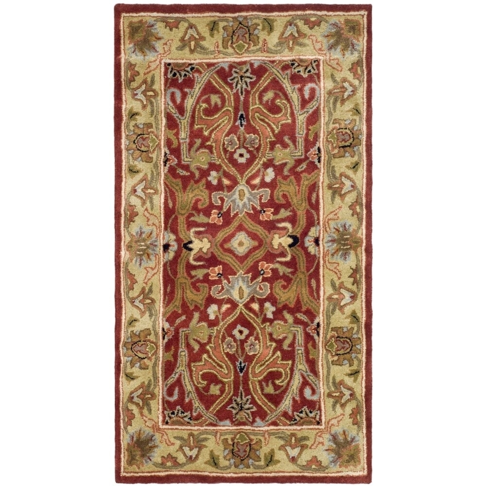 Handmade Heritage Treasures Red/ Gold Wool Rug (3 X 5)