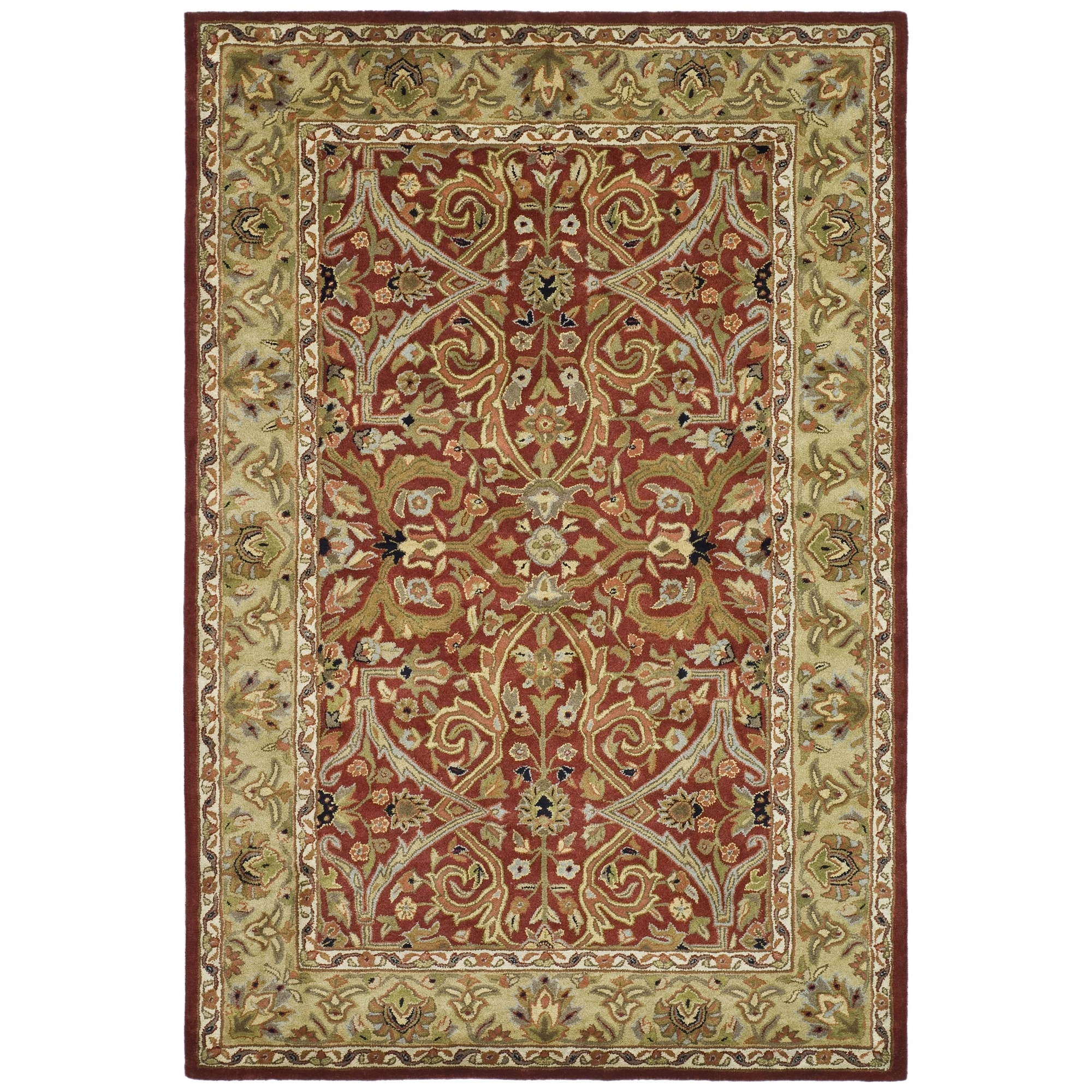 Handmade Heritage Treasures Red/gold Wool Area Rug (6 X 9)