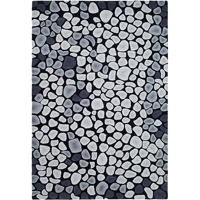 Handmade Soho Pebbles Black/ Grey N. Z. Wool Rug (36 X 56)