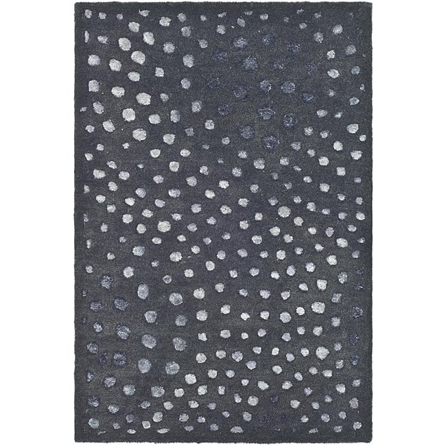 Handmade Soho Deco Wave Dark Grey New Zealand Wool Rug (2 X 3)