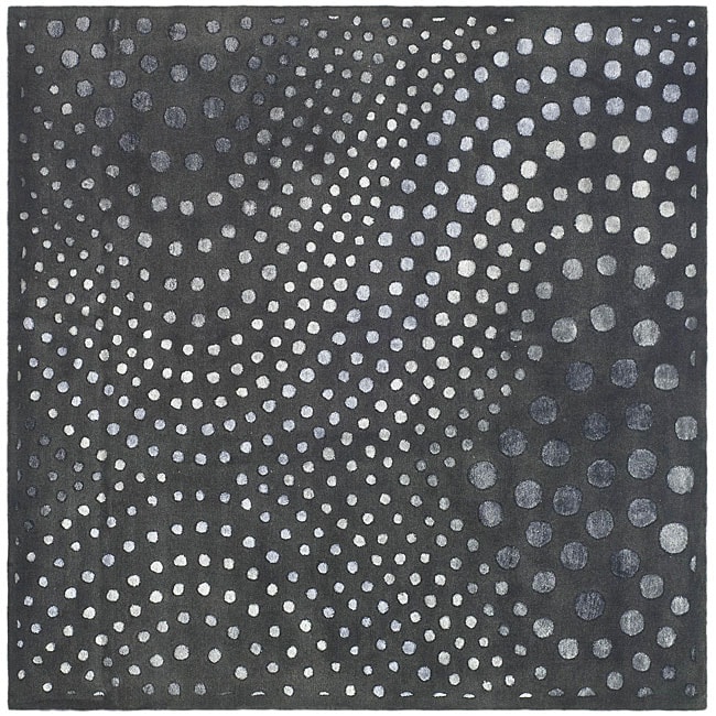 Handmade Soho Deco Wave Dark Grey N. Z. Wool Rug (6 Square) (Dark greyPattern AbstractTip We recommend the use of a non skid pad to keep the rug in place on smooth surfaces.All rug sizes are approximate. Due to the difference of monitor colors, some rug