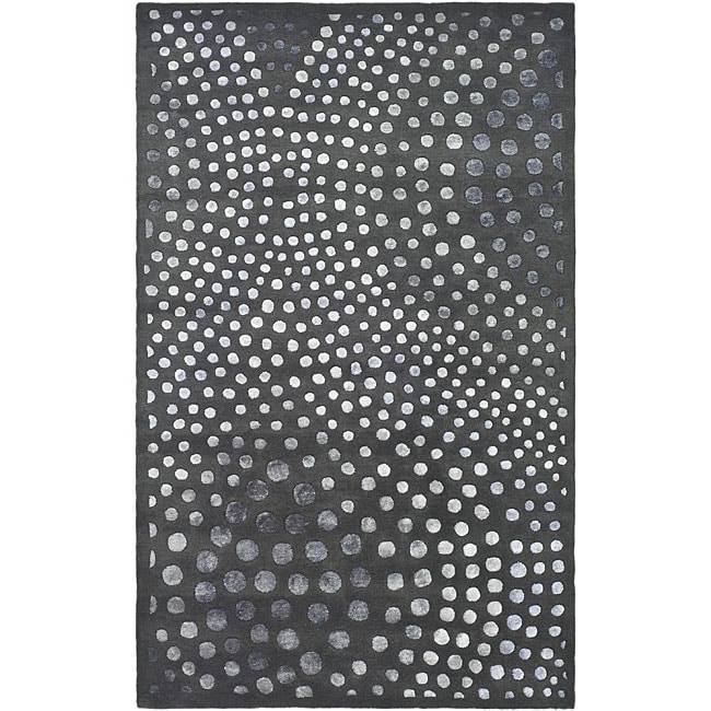 Handmade Soho Deco Wave Dark Grey N. Z. Wool Rug (76 X 96)