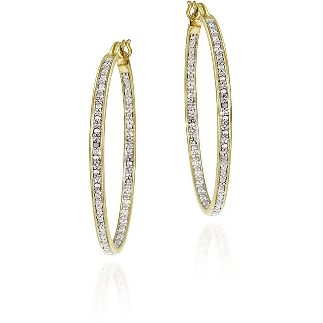 DB Designs 18k Goldplated Sterling Silver Diamond-accent Hoop Earrings ...