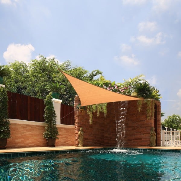 slide 2 of 9, Bayville Small Triangle Sail Sun Shade by Havenside Home beige