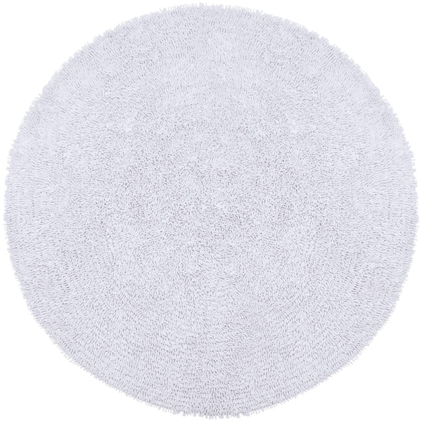 Hand-woven White Chenille Shag Rug (5' Round) - 5' x 5'