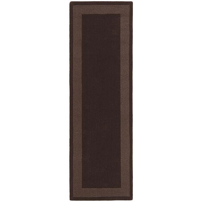 Hand tufted Chocolate Border Wool Rug (25 X 8)