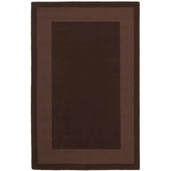 Hand tufted Chocolate Border Wool Rug (5' x 8') 5x8   6x9 Rugs