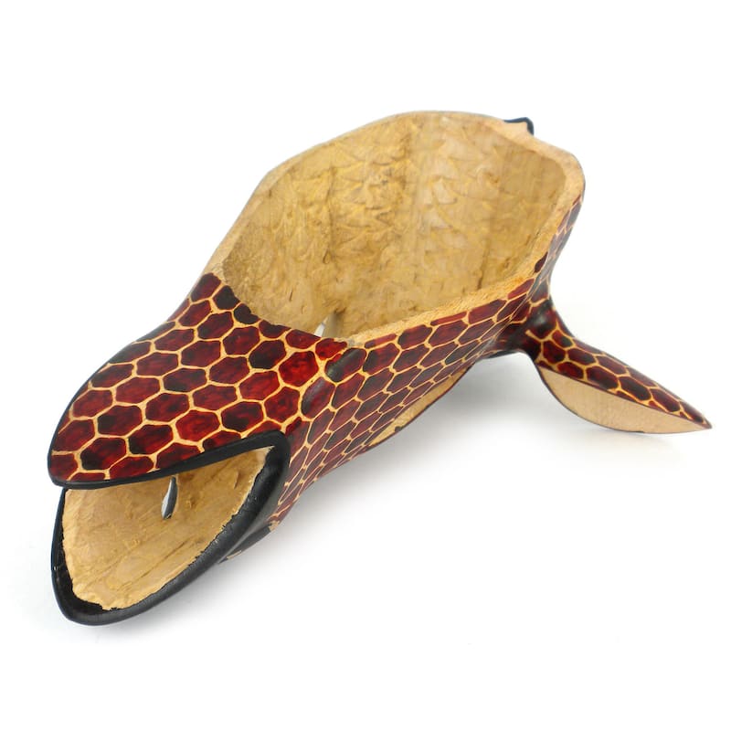 Hand-carved Wood African Giraffe Mask , Handmade in Kenya - Red