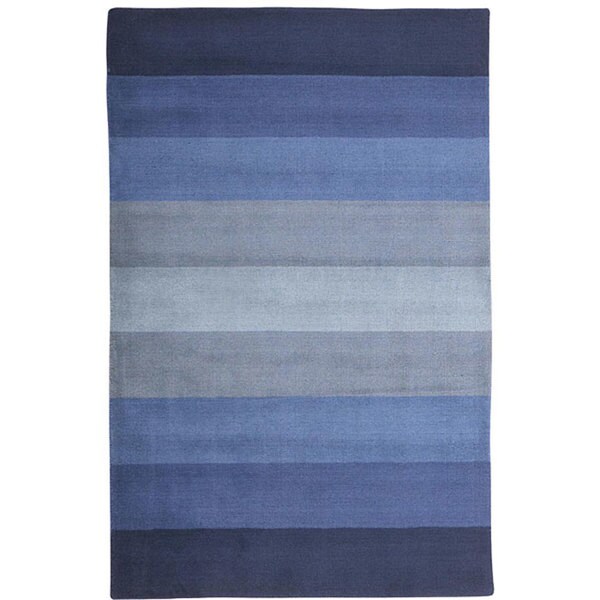 Handtufted Blue Stripes Wool Rug (4' x 6') Free Shipping Today