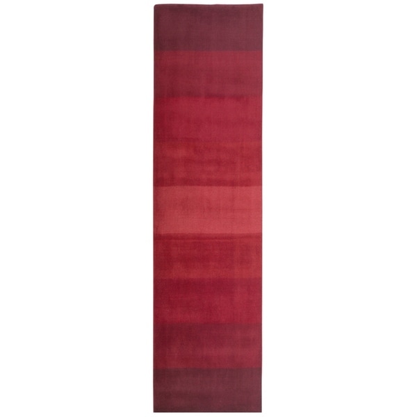 Hand-tufted Red Stripes Wool Runner Rug (2'5 x 8') - 2'6 x 8'