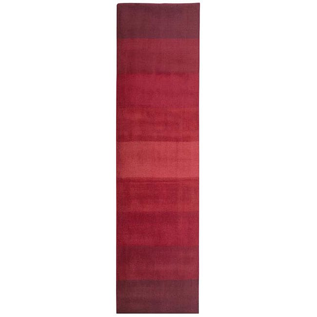 Handtufted Red Stripes Wool Runner Rug (2'5 x 8') Free Shipping