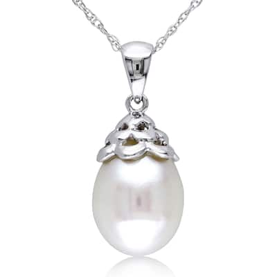 Miadora 10k Gold White Cultured Freshwater Pearl Necklace (9.5-10mm)