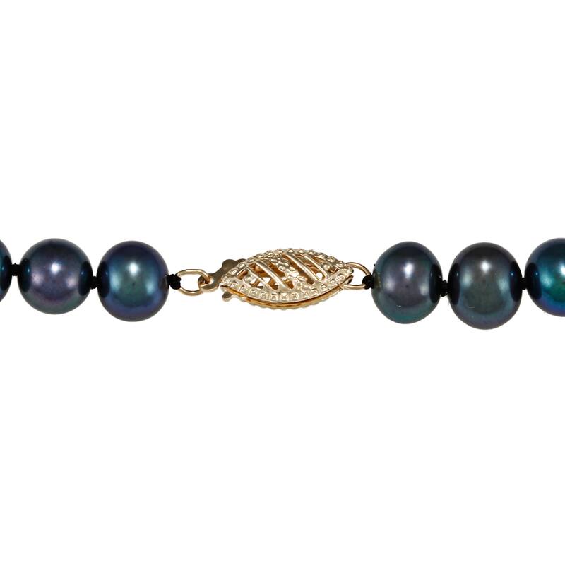 DaVonna 14k Gold 6-7mm Black Freshwater Pearl Necklace