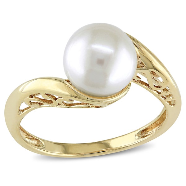 Shop Miadora 10k Yellow Gold Cultured Freshwater Pearl Ring (8-8.5 mm ...