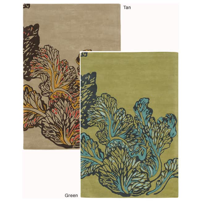 Hand-Tufted Abstract Floral Mandara New Zealand Wool Rug (5' x 7'6)