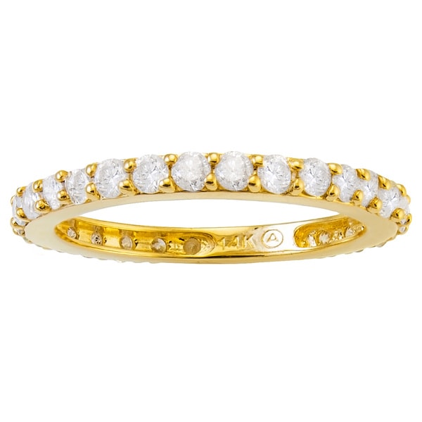 14k Yellow Gold 1ct TDW Diamond Eternity Band Ring - White H-I