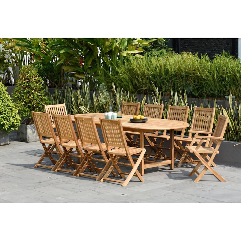 Amazonia Teak 11 piece Toulon Deluxe FSC Certified Teak Outdoor Patio Dining Set - 11 Piece - Brown