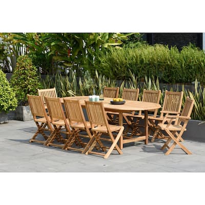 Amazonia Teak 11 piece Toulon Deluxe FSC Certified Teak Outdoor Patio Dining Set - 11 Piece